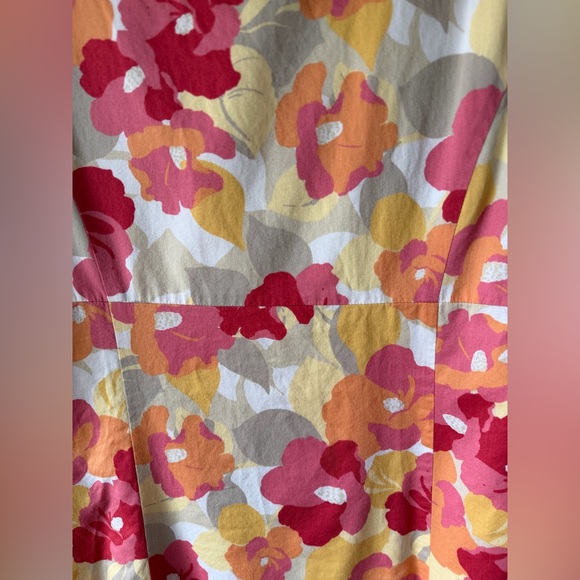 Vintage Floral Cotton Sundress Pink Yellow Sleeveless Fit And Flare Dress - Picture 10 of 11